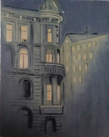 Картина под названием "Вечерний Киев." - Светлана Заканач, Подлинное произведение искусства, Масло