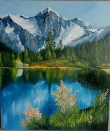 Peinture intitulée "горный пейзаж" par Svetlana Zakanach, Œuvre d'art originale, Huile