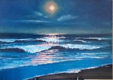 Peinture intitulée "Лунная ночь" par Svetlana Zakanach, Œuvre d'art originale, Huile