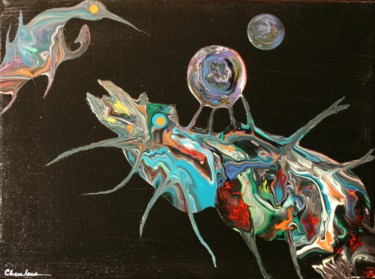 Peinture intitulée "Space monster" par Svetlana, Œuvre d'art originale