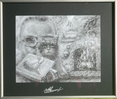 Drawing titled "Master and Margarita" by Svetlana Grigorovich, Original Artwork, Pencil Mounted on Other rigid panel
