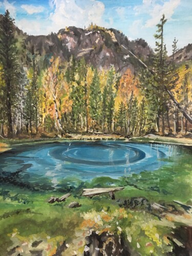 「Гейзеровое озеро」というタイトルの絵画 Светлана Морозоваによって, オリジナルのアートワーク, グワッシュ水彩画