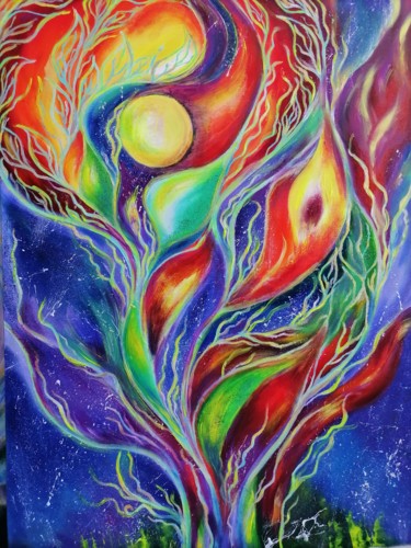 Картина под названием "Цветок души, рожден…" - Svetlana Sklyar, Подлинное произведение искусства, Акрил Установлен на Деревя…