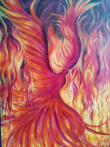 Картина под названием "Феникс , возрожденн…" - Svetlana Sklyar, Подлинное произведение искусства, Акрил Установлен на Деревя…