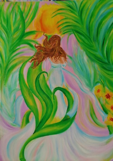 Картина под названием "Лесная фея" - Svetlana Sklyar, Подлинное произведение искусства, Масло Установлен на Деревянная рама…