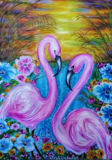 "Pink love" başlıklı Tablo Svetlana Sklyar tarafından, Orijinal sanat, Petrol Ahşap Sedye çerçevesi üzerine monte edilmiş