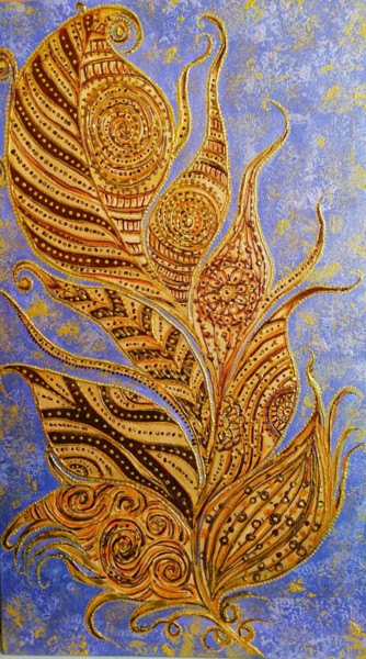 Peinture intitulée "Золотое перо" par Svetlana Sklyar, Œuvre d'art originale, Acrylique Monté sur Châssis en bois