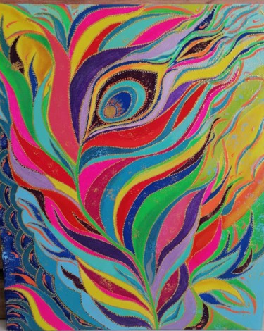 Ζωγραφική με τίτλο "Волшебное перо жар…" από Svetlana Sklyar, Αυθεντικά έργα τέχνης, Ακρυλικό Τοποθετήθηκε στο Ξύλινο φορείο…