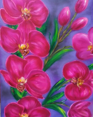 Peinture intitulée "Великолепие орхидеи" par Svetlana Sklyar, Œuvre d'art originale, Huile Monté sur Châssis en bois