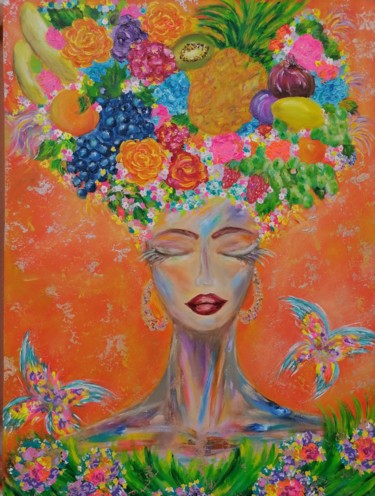 Картина под названием "Женщина Изобилие." - Svetlana Sklyar, Подлинное произведение искусства, Масло Установлен на Деревянна…