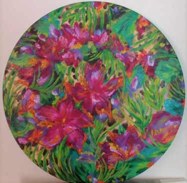 Картина под названием "Цветочный калорит" - Svetlana Sklyar, Подлинное произведение искусства, Масло Установлен на Деревянна…