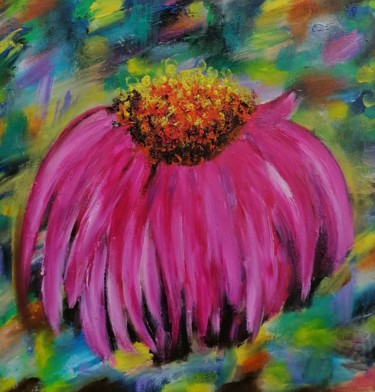 Картина под названием "Цветок в подарок" - Svetlana Sklyar, Подлинное произведение искусства, Масло