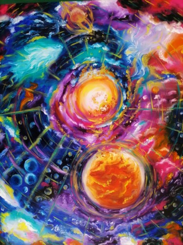 Картина под названием "Космическое движение" - Svetlana Sklyar, Подлинное произведение искусства, Масло Установлен на Деревя…
