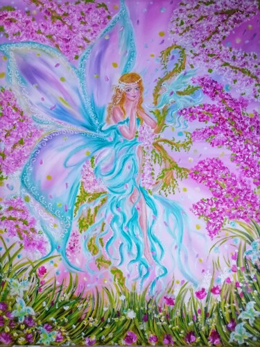 Картина под названием "Сказочная фея" - Svetlana Sklyar, Подлинное произведение искусства, Масло Установлен на Деревянная ра…