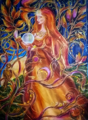 Pintura intitulada "Волшебный шар любви" por Svetlana Sklyar, Obras de arte originais, Óleo Montado em Armação em madeira