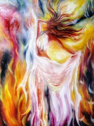Pittura intitolato "Love in fire" da Svetlana Sklyar, Opera d'arte originale, Olio