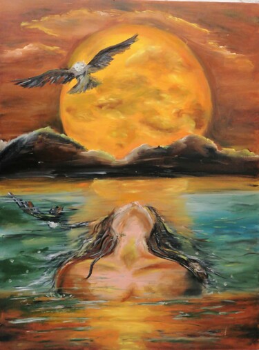 Картина под названием "Ода Луне" - Svetlana Sklyar, Подлинное произведение искусства, Масло