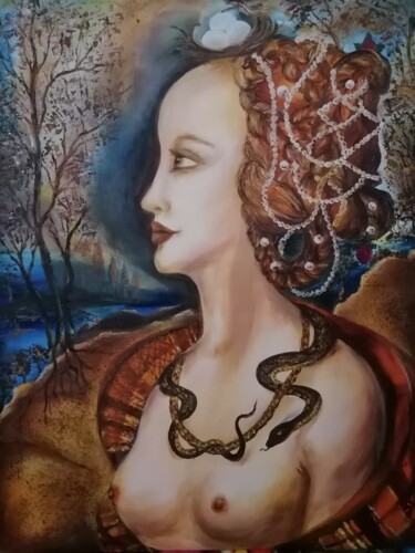 Картина под названием "Симонетта Simonetta" - Svetlana Sklyar, Подлинное произведение искусства, Масло