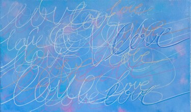 Картина под названием "Любовь на чистом ли…" - Svetlana Sky, Подлинное произведение искусства, Акрил