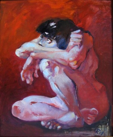 Painting titled "Angoisse" by Svetlina Petrova, Original Artwork, Oil
