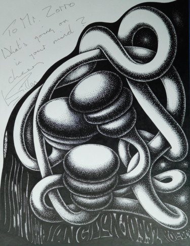 Zeichnungen mit dem Titel "IGDP1992" von Svetlozar Tenov, Original-Kunstwerk, Tinte Auf Karton montiert