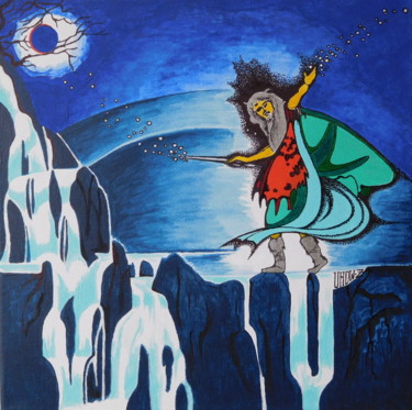 Картина под названием "Demons  and Wizards" - Svetlozar Tenov, Подлинное произведение искусства, Акрил Установлен на Деревян…