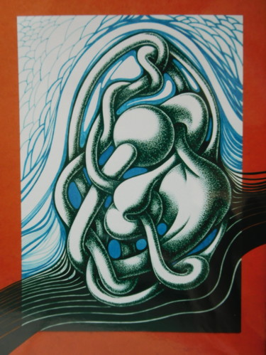 Dessin intitulée "Blue Erotic II" par Svetlozar Tenov, Œuvre d'art originale, Encre