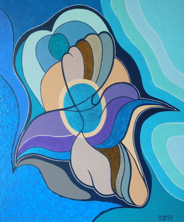 Peinture intitulée "Blue Humming-Bird" par Svetlozar Tenov, Œuvre d'art originale, Acrylique