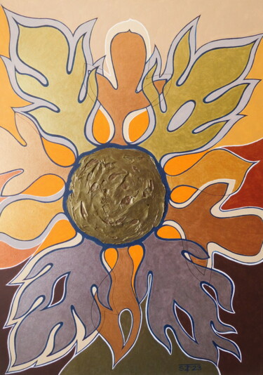 Картина под названием "Springflower" - Svetlozar Tenov, Подлинное произведение искусства, Акрил Установлен на Деревянная рам…