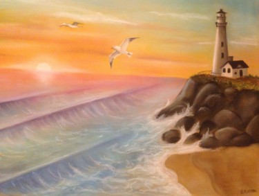 Painting titled "Lighthouse" by Svetoslava Karabasheva, Original Artwork, Pastel