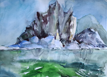 Pintura intitulada "Old ice" por Marina Tyagun, Obras de arte originais, Aquarela