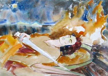 Peinture intitulée "Дорога огня" par Marina Tyagun, Œuvre d'art originale, Autre