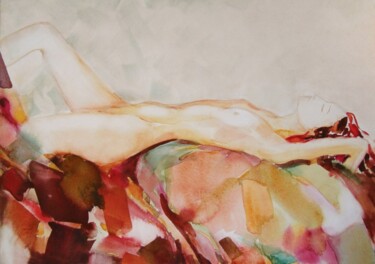 Peinture intitulée "Обнажённая" par Marina Tyagun, Œuvre d'art originale, Aquarelle