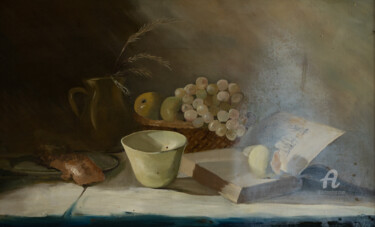 Картина под названием "Still life with a b…" - Svet Schiel Gallery, Подлинное произведение искусства, Масло