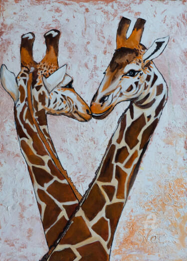 「Giraffe 2」というタイトルの絵画 Svet Schiel Galleryによって, オリジナルのアートワーク, オイル