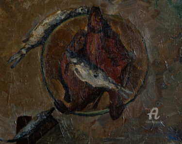 Картина под названием "Fish still life" - Svet Schiel Gallery, Подлинное произведение искусства, Масло