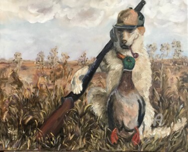 Картина под названием "Dog hunter. Сustom…" - Svet Schiel Gallery, Подлинное произведение искусства, Масло