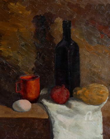 Painting titled "Still life with a b…" by Svet Schiel Gallery, Original Artwork, Oil