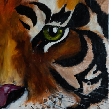 Картина под названием "Tiger" - Svet Schiel Gallery, Подлинное произведение искусства, Масло