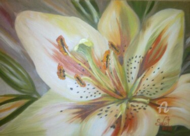 Schilderij getiteld "Flower. Macro. Male…" door Svet Schiel Gallery, Origineel Kunstwerk, Olie