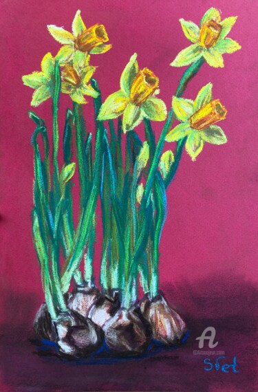 Картина под названием "Narcissus" - Svet Schiel Gallery, Подлинное произведение искусства, Пастель