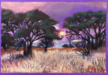 Картина под названием "At sunset in Kruger…" - Svet Schiel Gallery, Подлинное произведение искусства, Пастель
