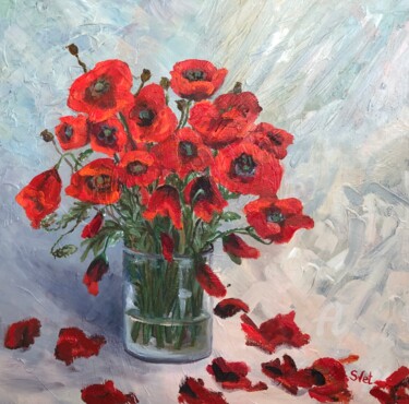 Painting titled "Poppy season 1" by Svet Schiel Gallery, Original Artwork, Oil