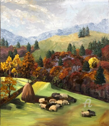 Картина под названием "Carpathian meadows" - Svet Schiel Gallery, Подлинное произведение искусства, Масло