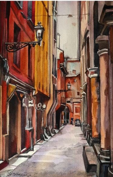 Painting titled "Autunno di Bologna" by Sviatlana Danskaya, Original Artwork, Watercolor