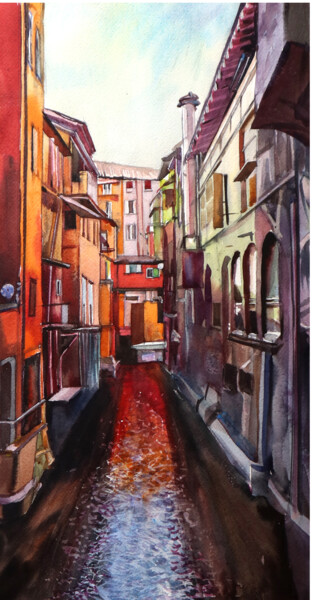 Картина под названием "Canali_Bolognesi" - Sviatlana Danskaya, Подлинное произведение искусства, Акварель