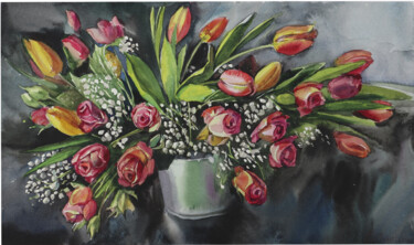 Pittura intitolato "009_Spring bouquet_…" da Sviatlana Danskaya, Opera d'arte originale, Acquarello