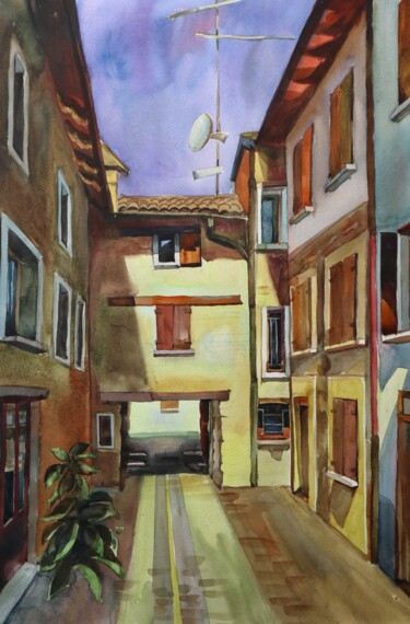 Pintura intitulada "Savigno. Italia" por Sviatlana Danskaya, Obras de arte originais, Aquarela