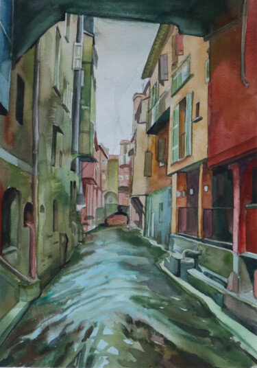 Painting titled "Canali Bolognesi" by Sviatlana Danskaya, Original Artwork, Watercolor