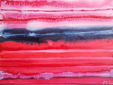 Картина под названием "Red river" - Sviatlana Petushkova, Подлинное произведение искусства, Акварель
